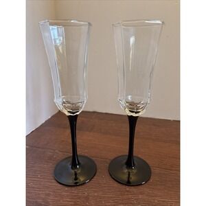 VTG LUMINARC FRANCE Crystal Octime  Stem Champagne Fluted Glasses 8.5/8 Set Of 2